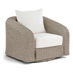 Meridian Furniture Seacrest Cream Water Resistant Fabric Patio Swivel Chair