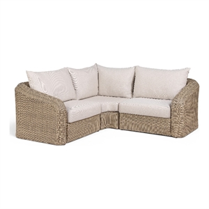 Meridian Furniture Seacrest 88.25&quot Beige Water Resist Fabric Patio Sectional