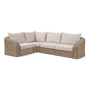 Meridian Furniture Seacrest 88.25&quot Beige Water Resist Fabric Patio Sectional