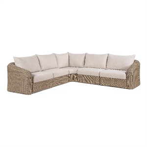 Meridian Furniture Seacrest 123.25&quot Beige Water Resist Fabric Patio Sectional