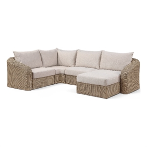 Meridian Furniture Seacrest 123.25&quot Beige Water Resist Fabric Patio Sectional