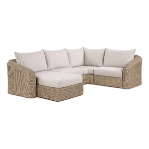 Meridian Furniture Seacrest 123.25&quot Beige Water Resist Fabric Patio Sectional