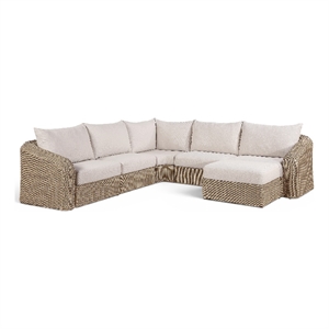 Meridian Furniture Seacrest 123.25&quot Beige Water Resist Fabric Patio Sectional