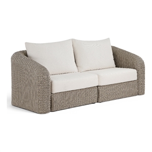 Meridian Furniture Seacrest 85.25&quot Cream Water Resist Fabric Patio Loveseat