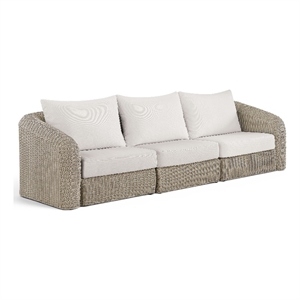 Meridian Furniture Seacrest 120.25&quot Cream Water Resist Fabric Patio Sofa