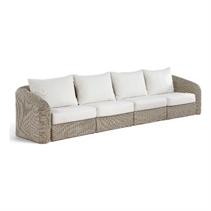 Meridian Furniture Seacrest 155.25&quot Cream Water Resist Fabric Patio Sofa