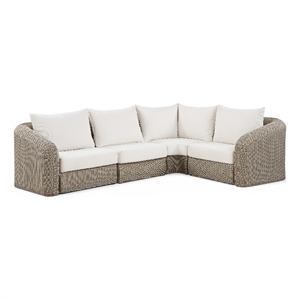 Meridian Furniture Seacrest 123.25&quot Cream Water Resist Fabric Patio Sectional