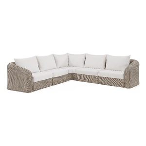 Meridian Furniture Seacrest 123.25&quot Cream Water Resist Fabric Patio Sectional