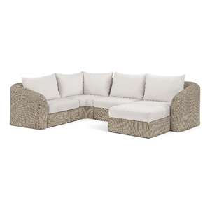 Meridian Furniture Seacrest 123.25&quot Cream Water Resist Fabric Patio Sectional