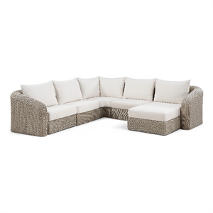 Meridian Furniture Seacrest 123.25&quot Cream Water Resist Fabric Patio Sectional