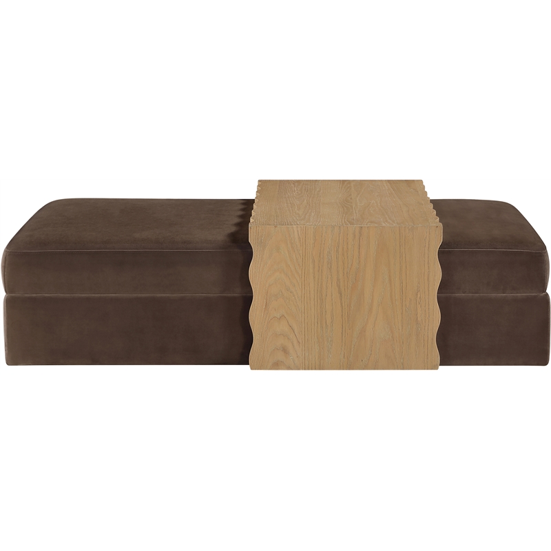 Meridian Furniture Woodra Brown Velvet Upholstered Coffee Table/Ottoman
