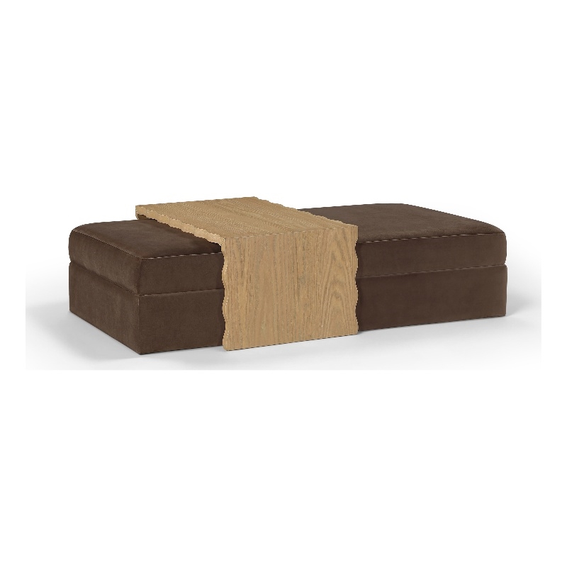 Meridian Furniture Woodra Brown Velvet Upholstered Coffee Table/Ottoman