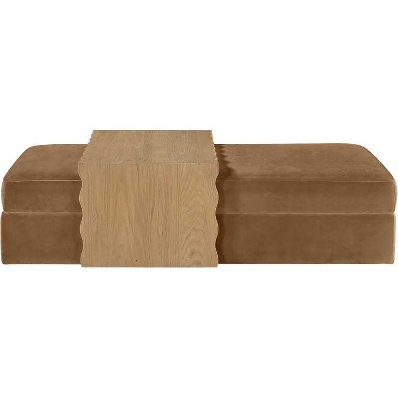 Meridian Furniture Woodra Saddle Velvet Upholstered Coffee Table/Ottoman