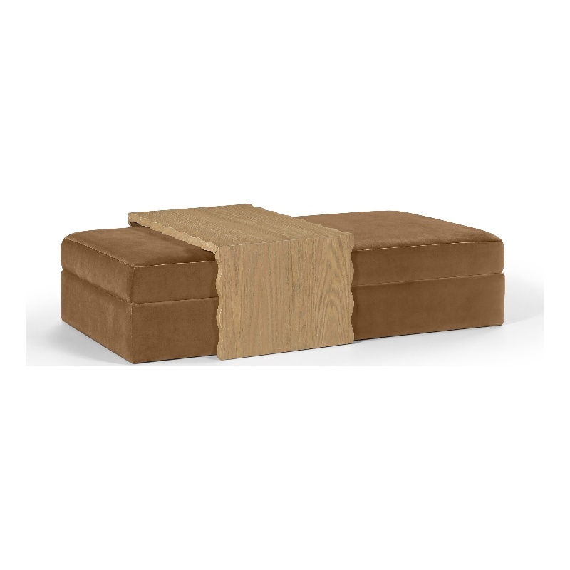 Meridian Furniture Woodra Saddle Velvet Upholstered Coffee Table/Ottoman