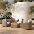 Meridian Furniture Seacrest Taupe Teak Wood And Wicker Patio Coffee Table