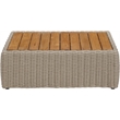 Meridian Furniture Seacrest Taupe Teak Wood And Wicker Patio Coffee Table