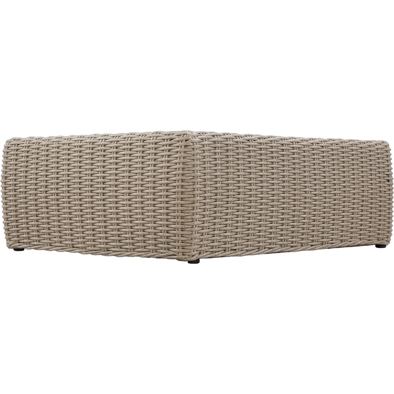 Meridian Furniture Seacrest Taupe Teak Wood And Wicker Patio Coffee Table