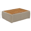 Meridian Furniture Seacrest Taupe Teak Wood And Wicker Patio Coffee Table