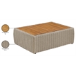Meridian Furniture Seacrest Taupe Teak Wood And Wicker Patio Coffee Table