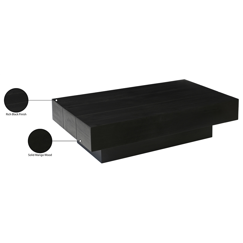 Meridian Furniture Plank Black Mango Wood Coffee Table