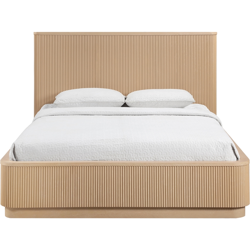 Meridian Furniture Astrid Natural Solid Wood And Oak Veneer Queen Bed