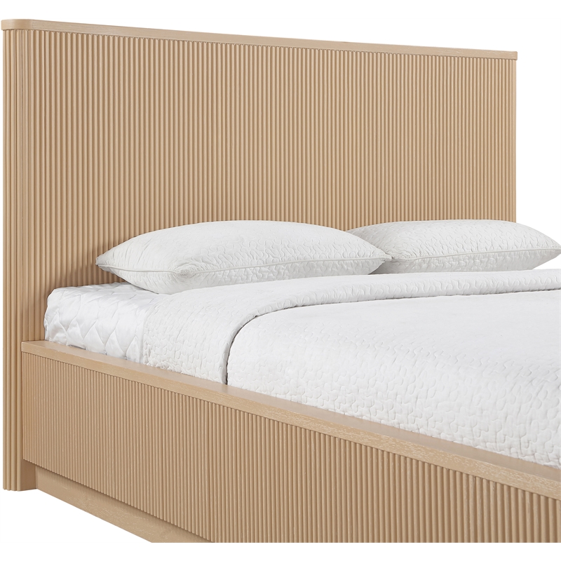 Meridian Furniture Astrid Natural Solid Wood And Oak Veneer Queen Bed