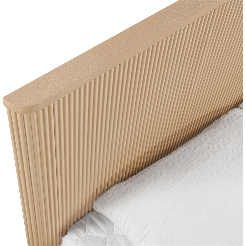Meridian Furniture Astrid Natural Solid Wood And Oak Veneer Queen Bed