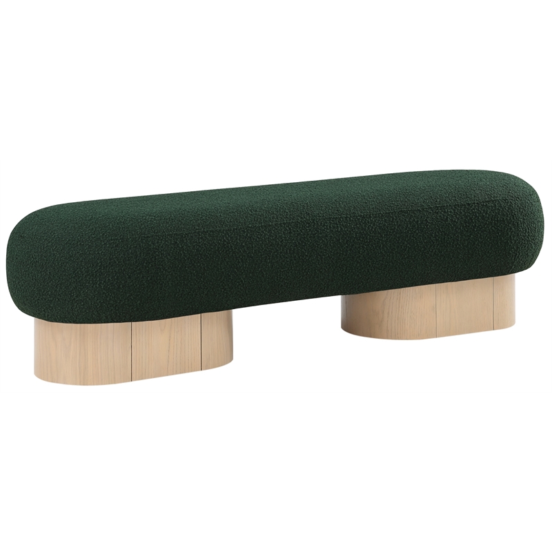 Meridian Furniture Robertson Green Boucle Fabric Upholstered Bench