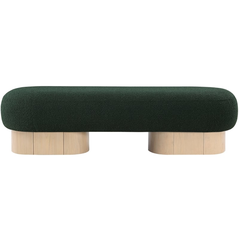 Meridian Furniture Robertson Green Boucle Fabric Upholstered Bench