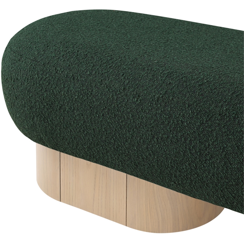 Meridian Furniture Robertson Green Boucle Fabric Upholstered Bench
