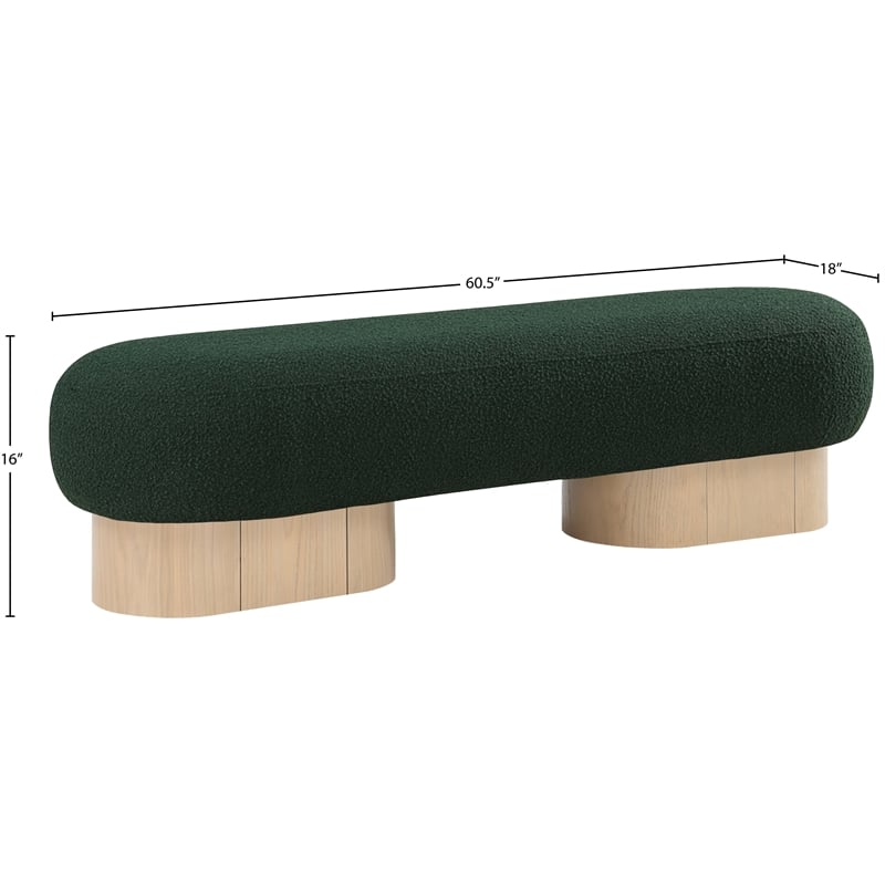 Meridian Furniture Robertson Green Boucle Fabric Upholstered Bench