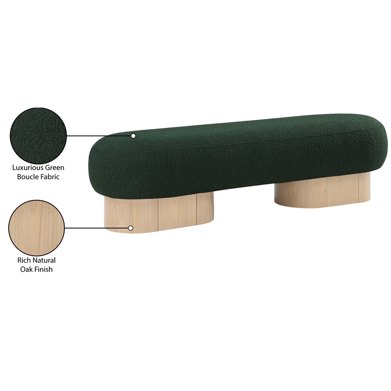 Meridian Furniture Robertson Green Boucle Fabric Upholstered Bench