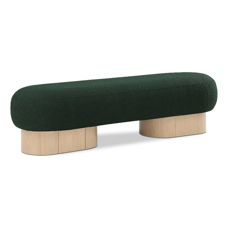 Meridian Furniture Robertson Green Boucle Fabric Upholstered Bench