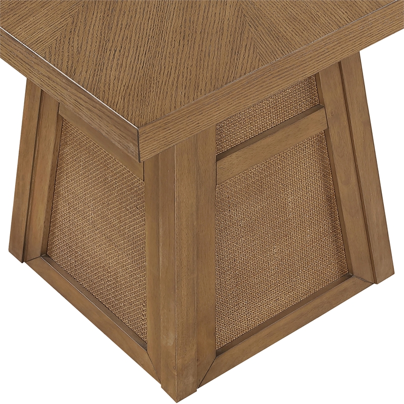 Meridian Furniture Fenwick Brown Cane Solid Wood with Oak Veneer Dining Table
