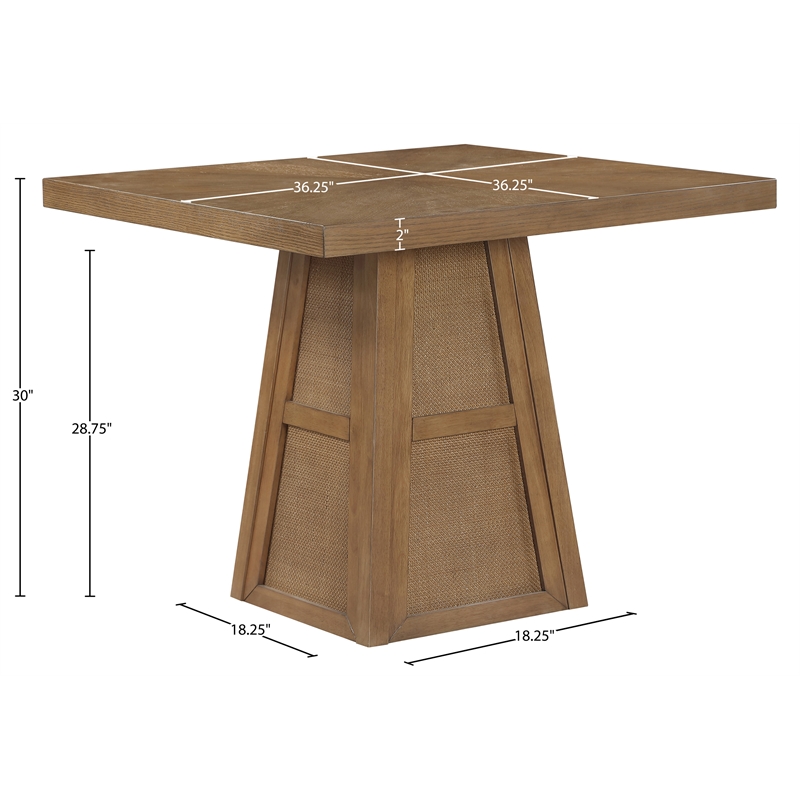Meridian Furniture Fenwick Brown Cane Solid Wood with Oak Veneer Dining Table
