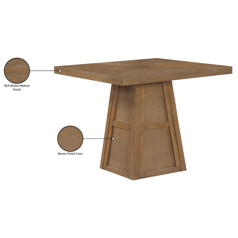 Meridian Furniture Fenwick Brown Cane Solid Wood with Oak Veneer Dining Table