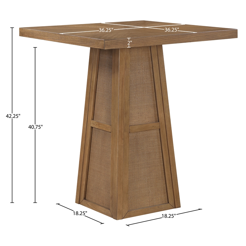 Meridian Furniture Fenwick Brown Cane Solid Wood with Oak Veneer Bar Table