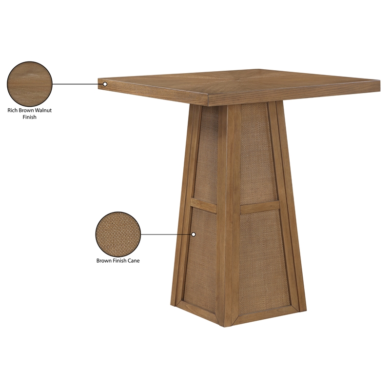 Meridian Furniture Fenwick Brown Cane Solid Wood with Oak Veneer Bar Table