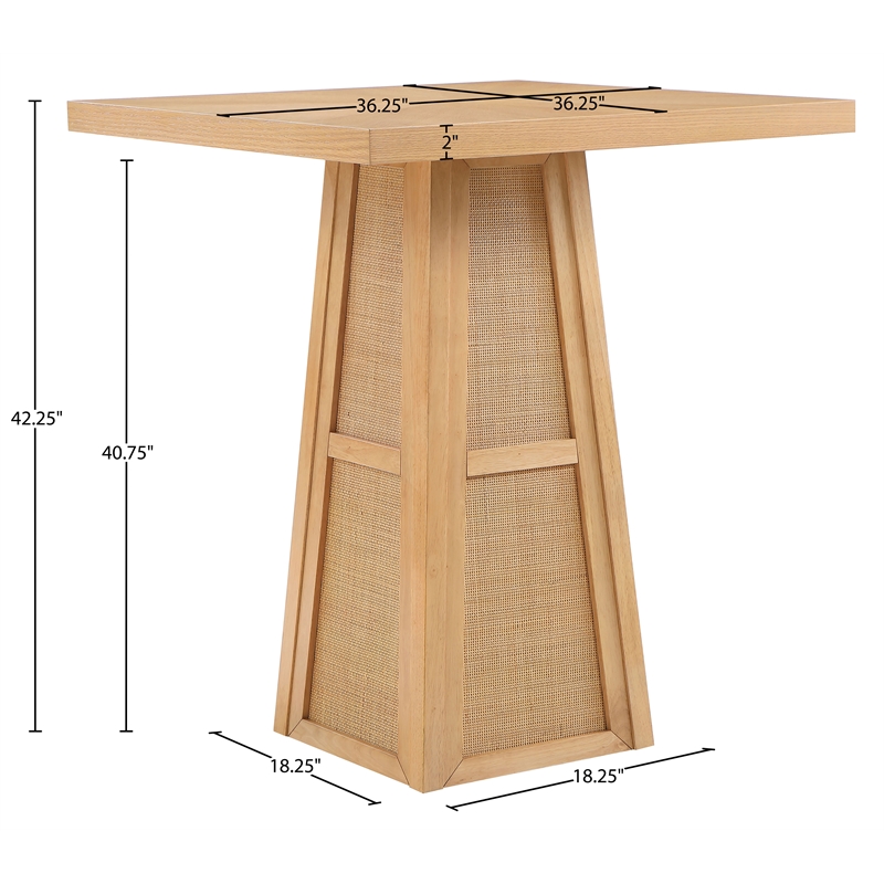 Meridian Furniture Fenwick Natural Cane Solid Wood with Oak Veneer Bar Table