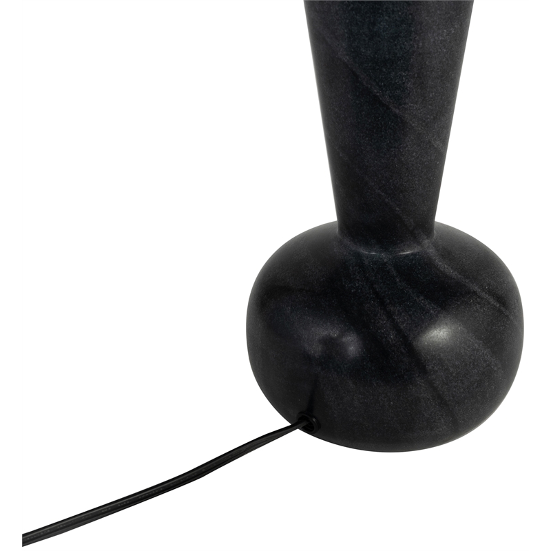 Meridian Furniture Lucente Black Genuine Marble Base And Cotton Shade Table Lamp