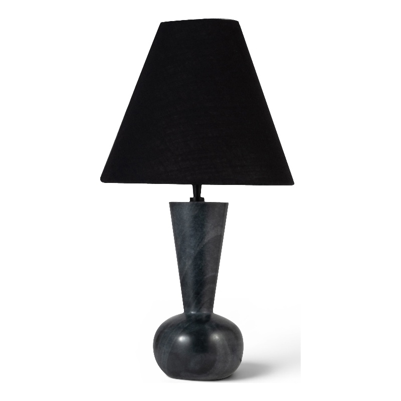 Meridian Furniture Lucente Black Genuine Marble Base And Cotton Shade Table Lamp