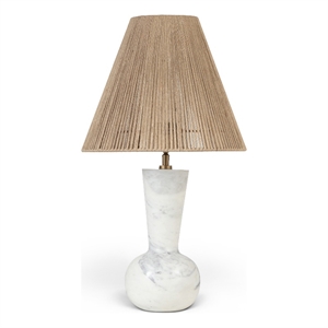 Meridian Furniture Lucente White Genuine Marble Base And Jute Shade Table Lamp