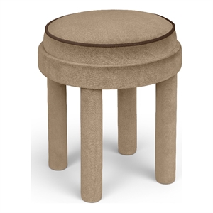 Meridian Furniture Velin Beige Velvet Upholstered Ottoman / Stool