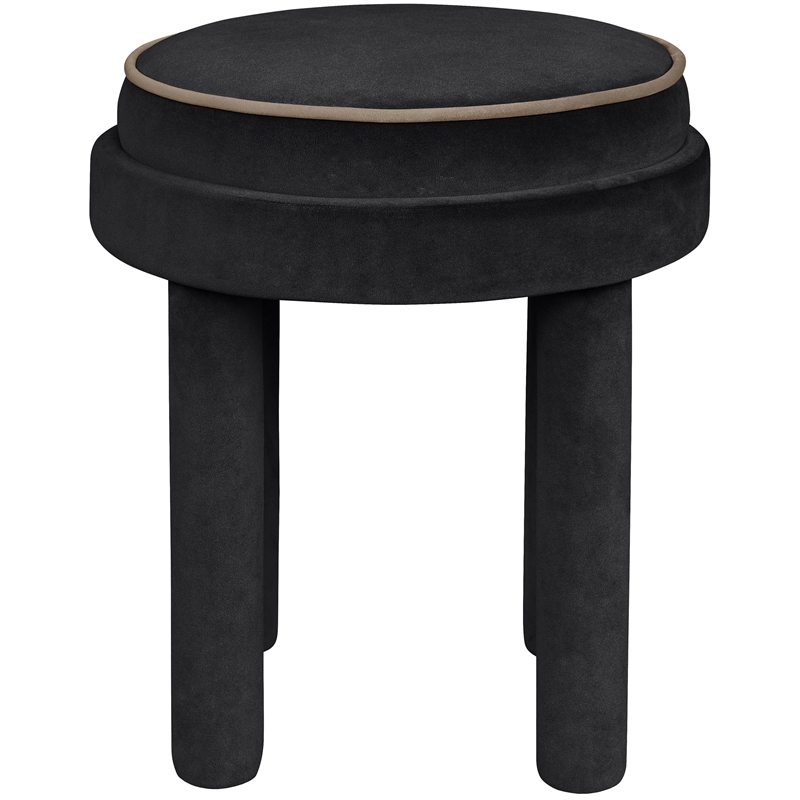 Meridian Furniture Velin Black Velvet Upholstered Ottoman / Stool