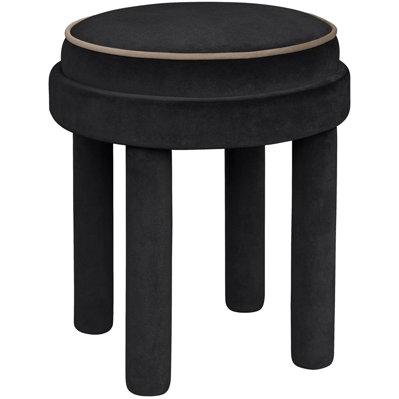 Meridian Furniture Velin Black Velvet Upholstered Ottoman / Stool