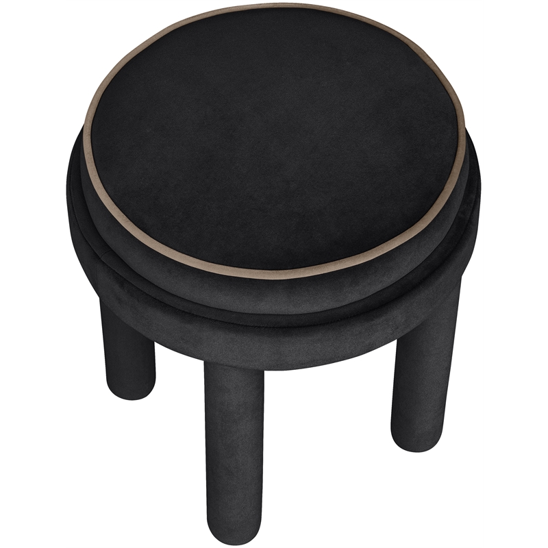 Meridian Furniture Velin Black Velvet Upholstered Ottoman / Stool