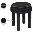 Meridian Furniture Velin Black Velvet Upholstered Ottoman / Stool