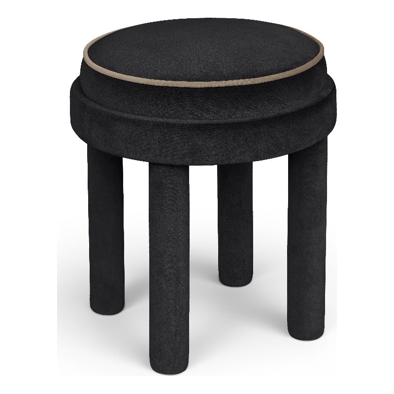 Meridian Furniture Velin Black Velvet Upholstered Ottoman / Stool