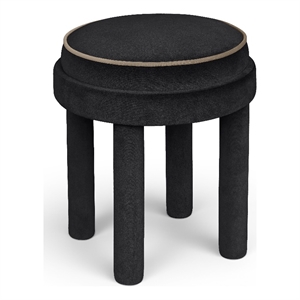 Meridian Furniture Velin Black Velvet Upholstered Ottoman / Stool