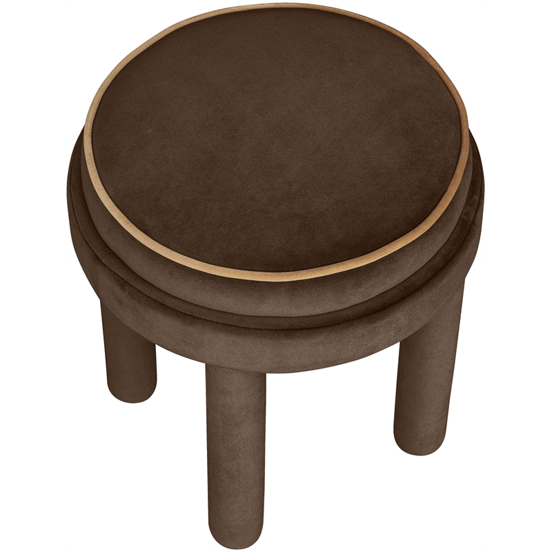 Meridian Furniture Velin Brown Velvet Upholstered Ottoman / Stool